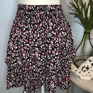 Lane Bryant Black Floral Print Tiered Skirt